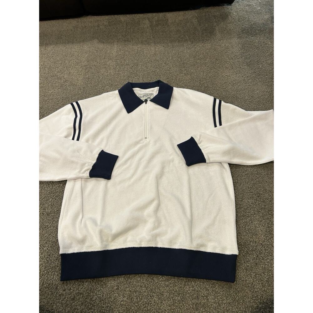 Bogey Boys BB Zip Terry Crewneck WHT Men's White Size Small‎